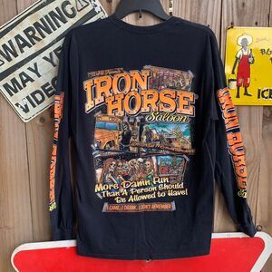 Y2K Black long sleeve Iron Horse Saloon graphic tee Ormond beach Florida M